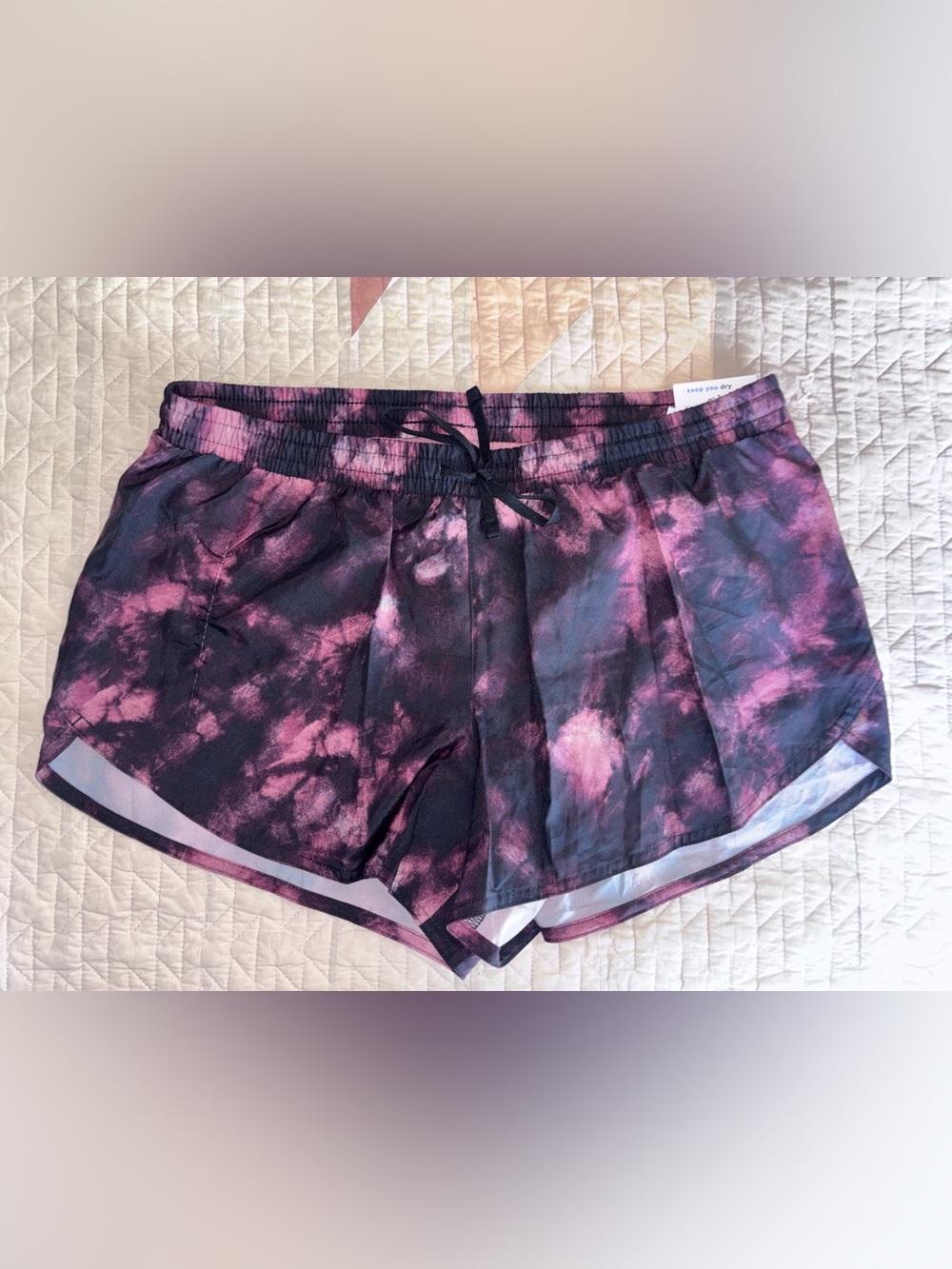 NWT Old Navy Black/Mauve Go-Dry Midrise Active Shorts Sz M
